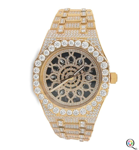 Fully moissanite Diamond Studded Men's Wrist Watch With Customized Pattern