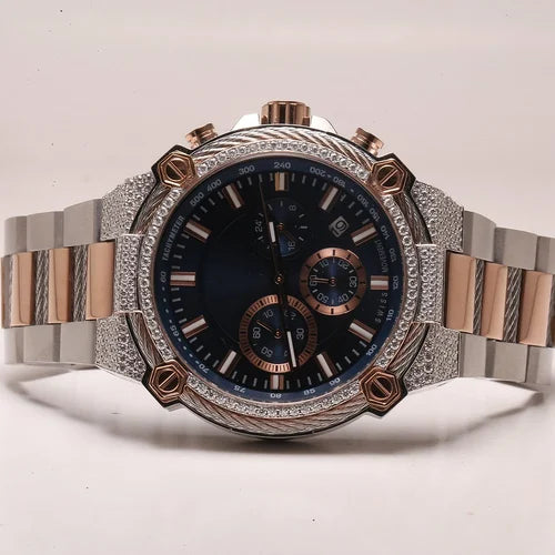 Fully moissanite Diamond Studded Men's Wrist Watch With Customized Pattern