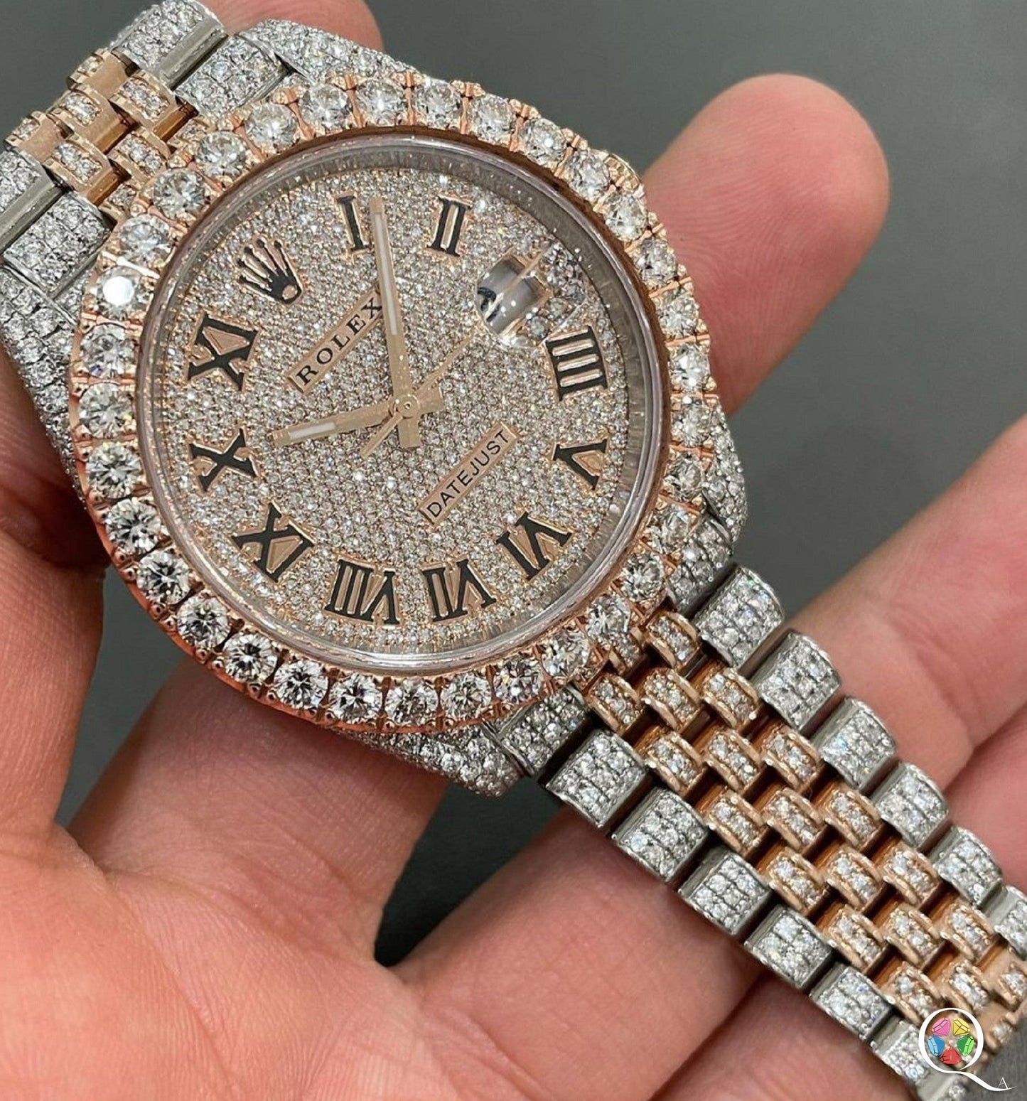 Fully moissanite Diamond Studded Men's Wrist Watch With Customized Pattern