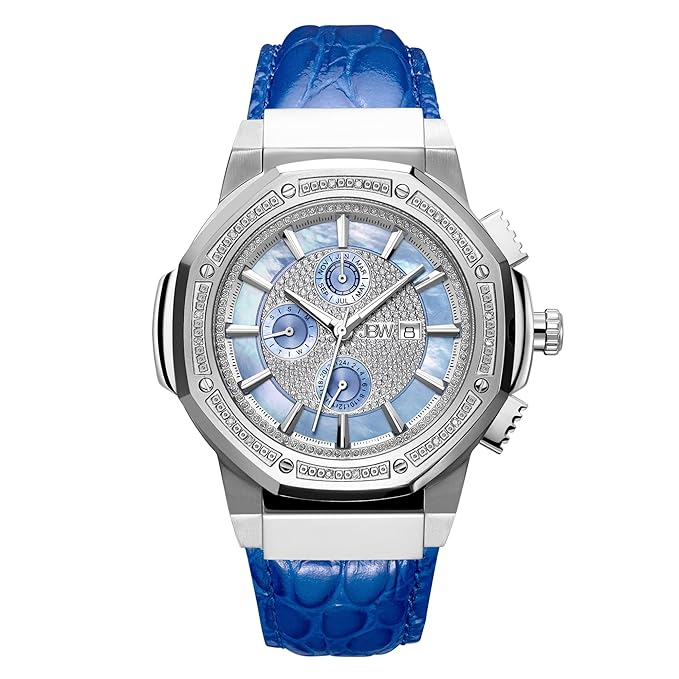 Men's 10-Year Anniversary Saxon 0.16 ctw Diamond Wrist Watch with Leather Bracelet