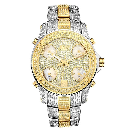 Luxury Analog Men's Watch (Gold Dial Silver/Gold Colored Strap)