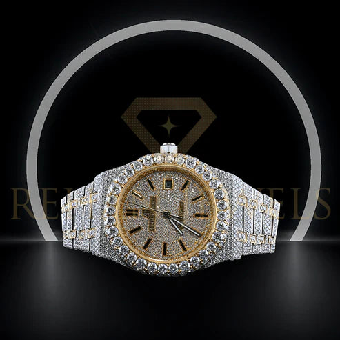 Fully moissanite Diamond Studded Men's Wrist Watch With Customized Pattern