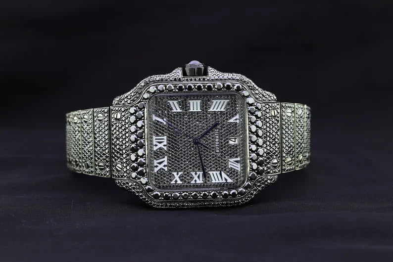 Fully moissanite Diamond Studded Men's Wrist Watch With Customized Pattern
