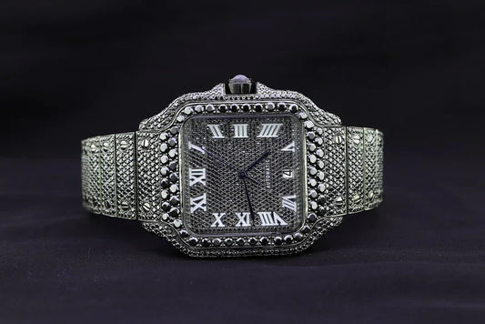 Fully moissanite Diamond Studded Men's Wrist Watch With Customized Pattern