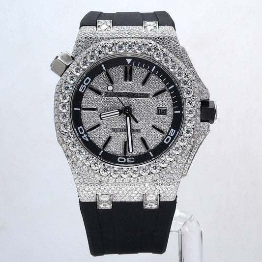 iced out Audemars Piguet Royal Oak Offshore Diver moissanite watch