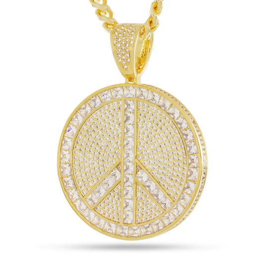 PEACE AND LOVE MEDALLION NECKLACE