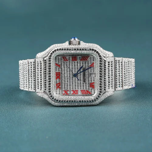 Fully moissanite Diamond Studded Men's Wrist Watch With Customized Pattern