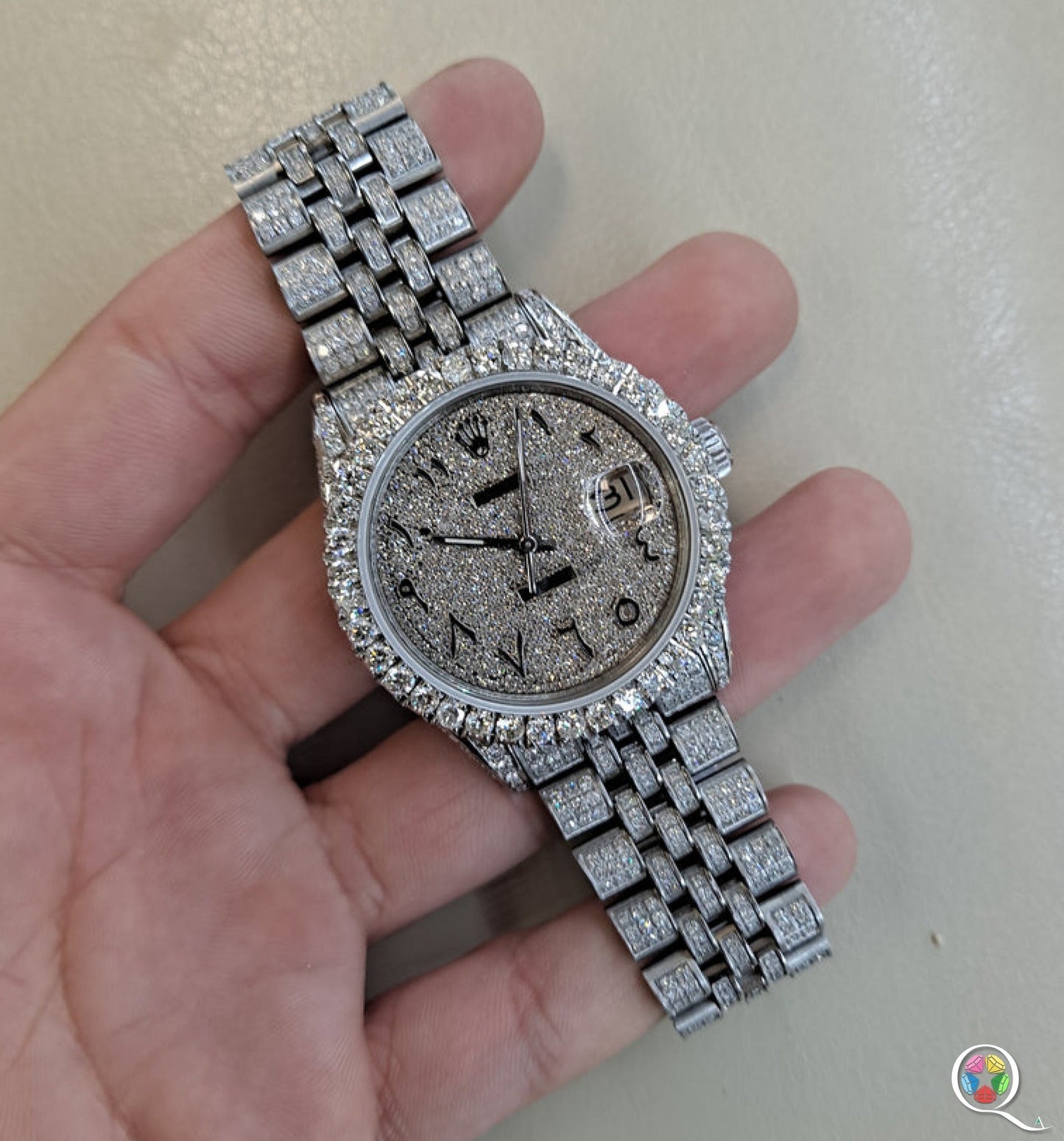 Fully moissanite Diamond Studded Men's Wrist Watch With Customized Pattern