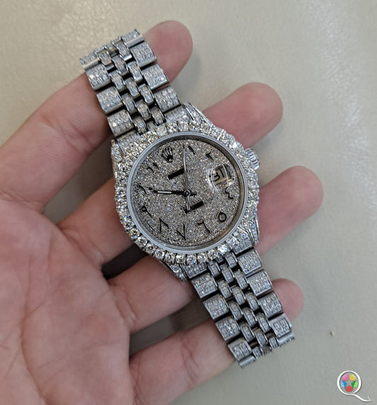 Fully moissanite Diamond Studded Men's Wrist Watch With Customized Pattern