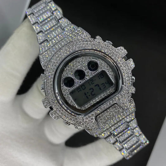 Fully moissanite Diamond Studded Men's Wrist Watch With Customized Pattern