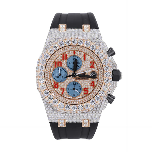 Fully moissanite Diamond Studded Men's Wrist Watch With Customized Pattern