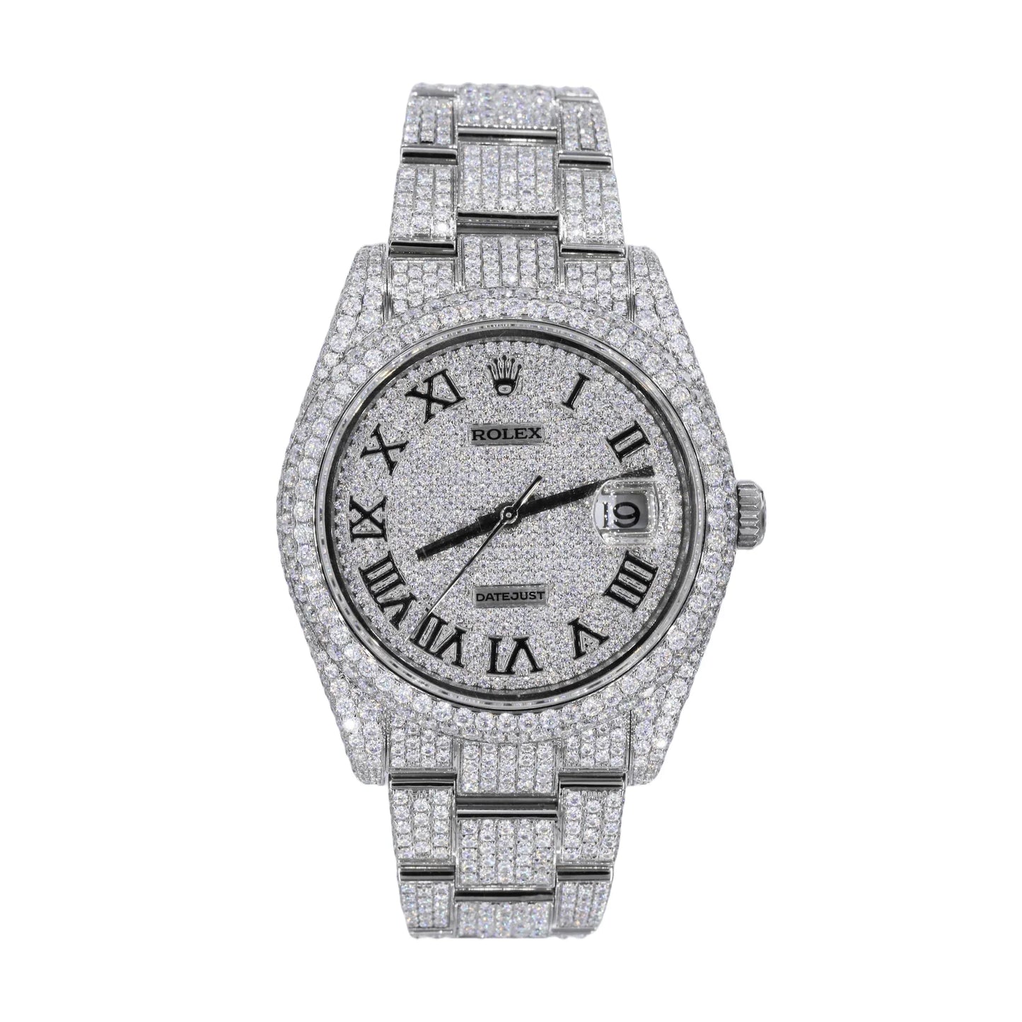 Fully moissanite Diamond Studded Men's Wrist Watch With Customized Pattern