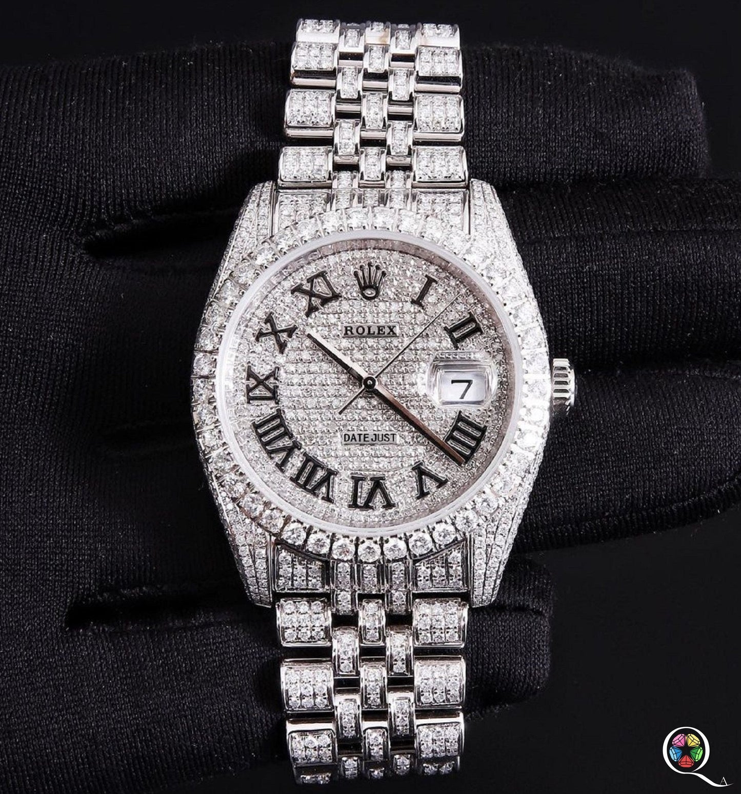 Fully moissanite Diamond Studded Men's Wrist Watch With Customized Pattern