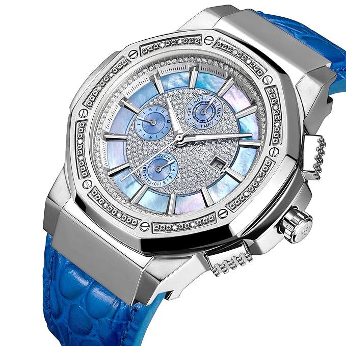 Men's 10-Year Anniversary Saxon 0.16 ctw Diamond Wrist Watch with Leather Bracelet