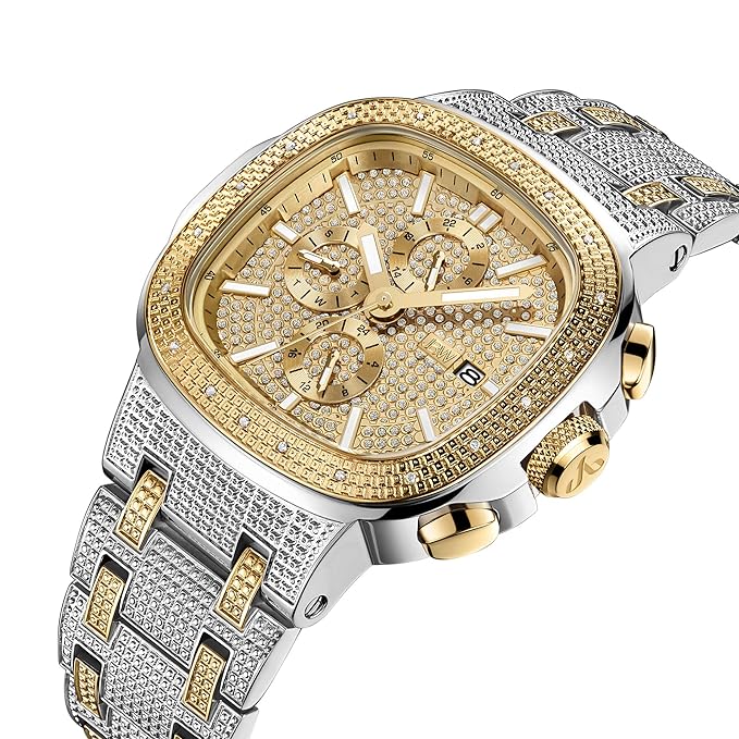 Luxury Men's Heist J6380 0.20 ctw 20 Diamond Wrist Watch with Stainless Steel Bracelet, 47.5mm
