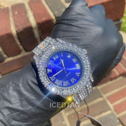 Fully moissanite Diamond Studded Men's Wrist Watch With Customized Pattern