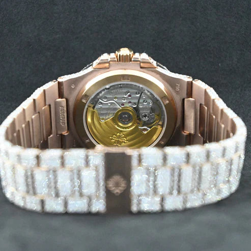 Fully moissanite Diamond Studded Men's Wrist Watch With Customized Pattern