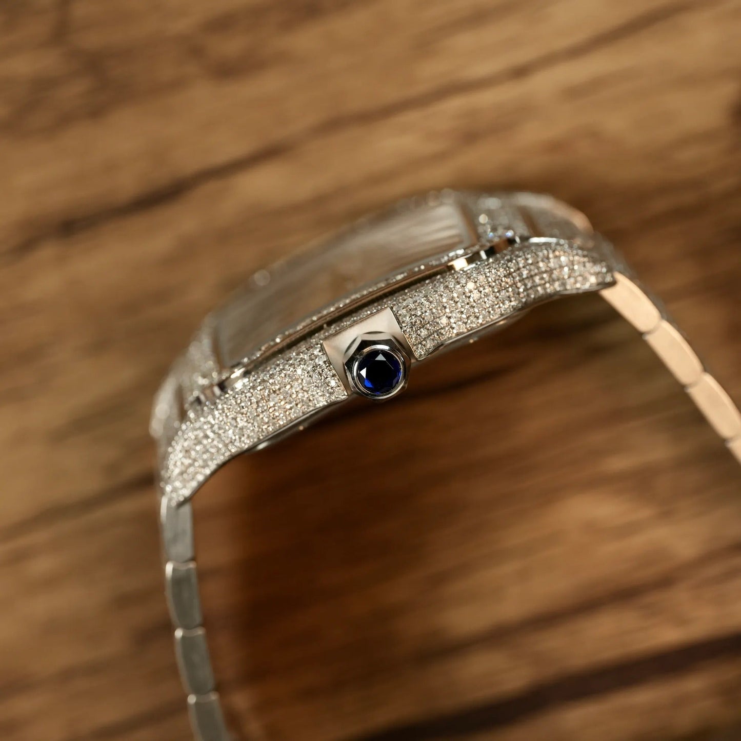 Cartier Santos fully iced out Moissanite Diamond Watch - Luxury Wristwatch