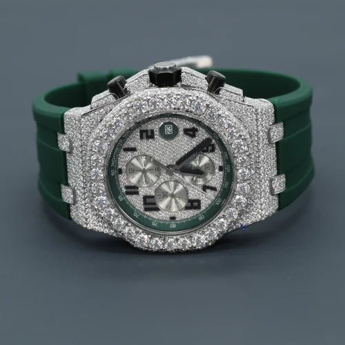 Fully moissanite Diamond Studded Men's Wrist Watch With Customized Pattern