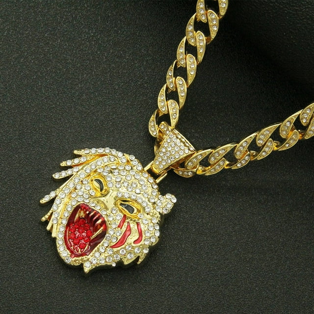 Men Women Hip Hop Iced Out Bling Figure Pendant Necklace with Cuban Chain HipHop Rock Necklaces Fashion Charm Jewelry