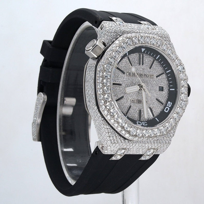 iced out Audemars Piguet Royal Oak Offshore Diver moissanite watch