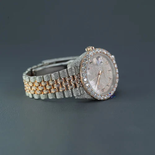 Fully moissanite Diamond Studded Men's Wrist Watch With Customized Pattern