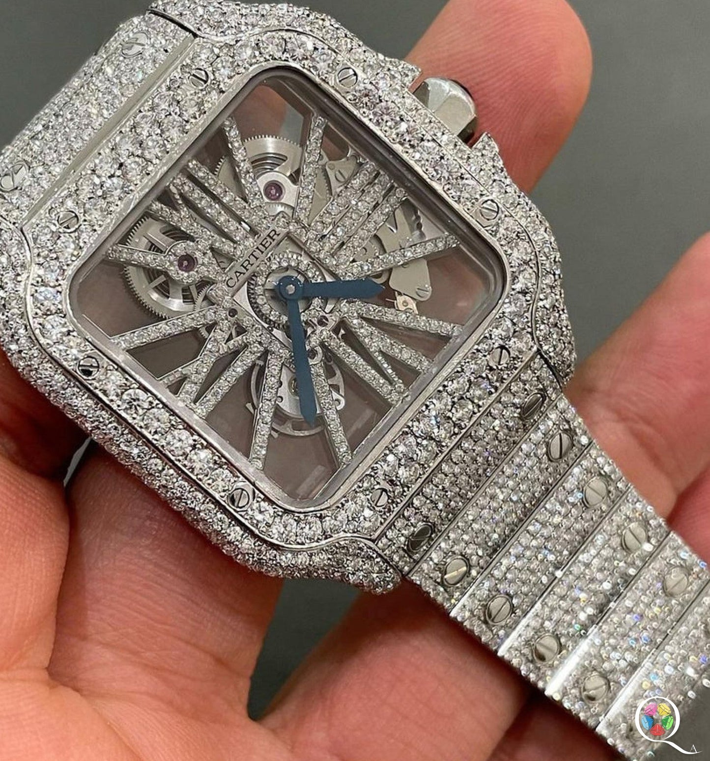 Fully moissanite Diamond Studded Men's Wrist Watch With Customized Pattern