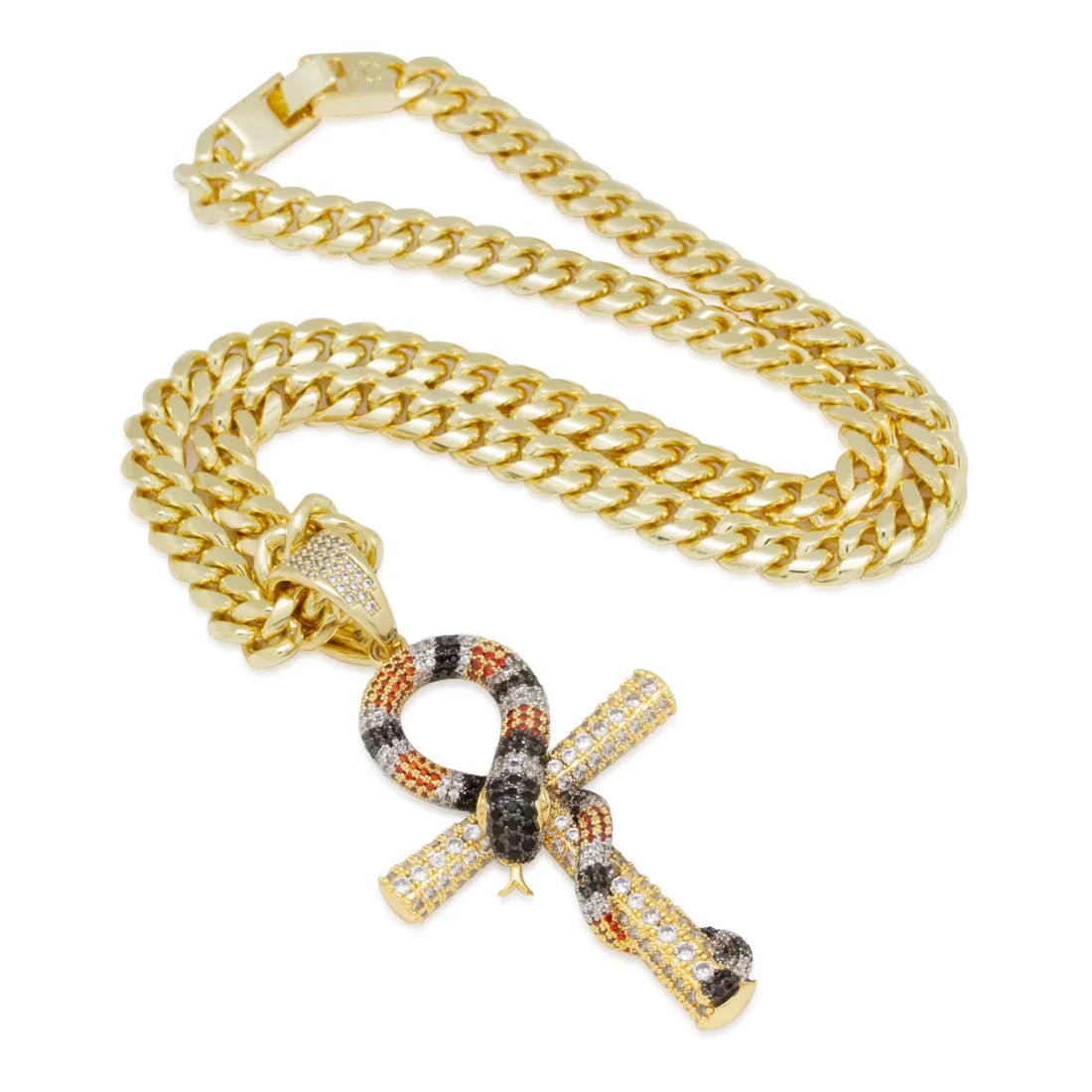 KING SNAKE ANKH KEY NECKLACE