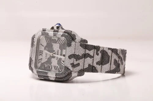 Fully moissanite Diamond Studded Men's Wrist Watch With Customized And Unique Pattern