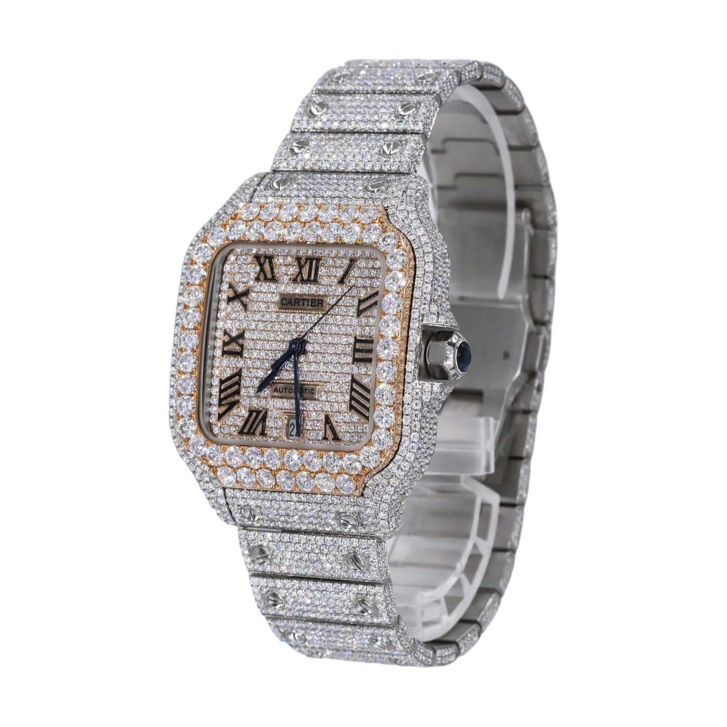 Fully moissanite Diamond Studded Men's Wrist Watch With Customized Pattern
