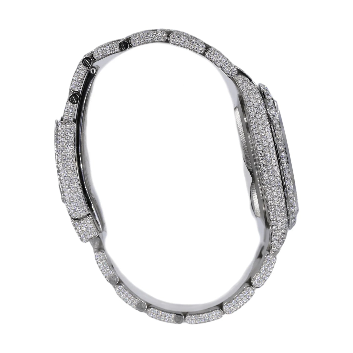 Fully moissanite Diamond Studded Men's Wrist Watch With Customized Pattern