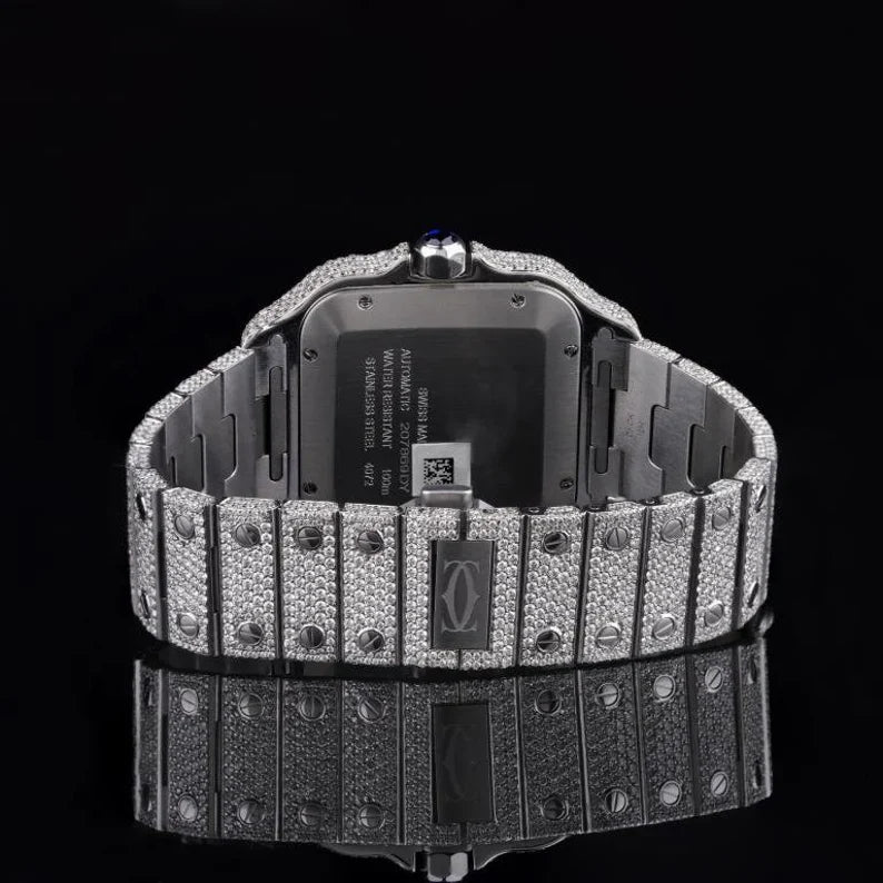 Fully moissanite Diamond Studded Men's Wrist Watch With Customized Pattern