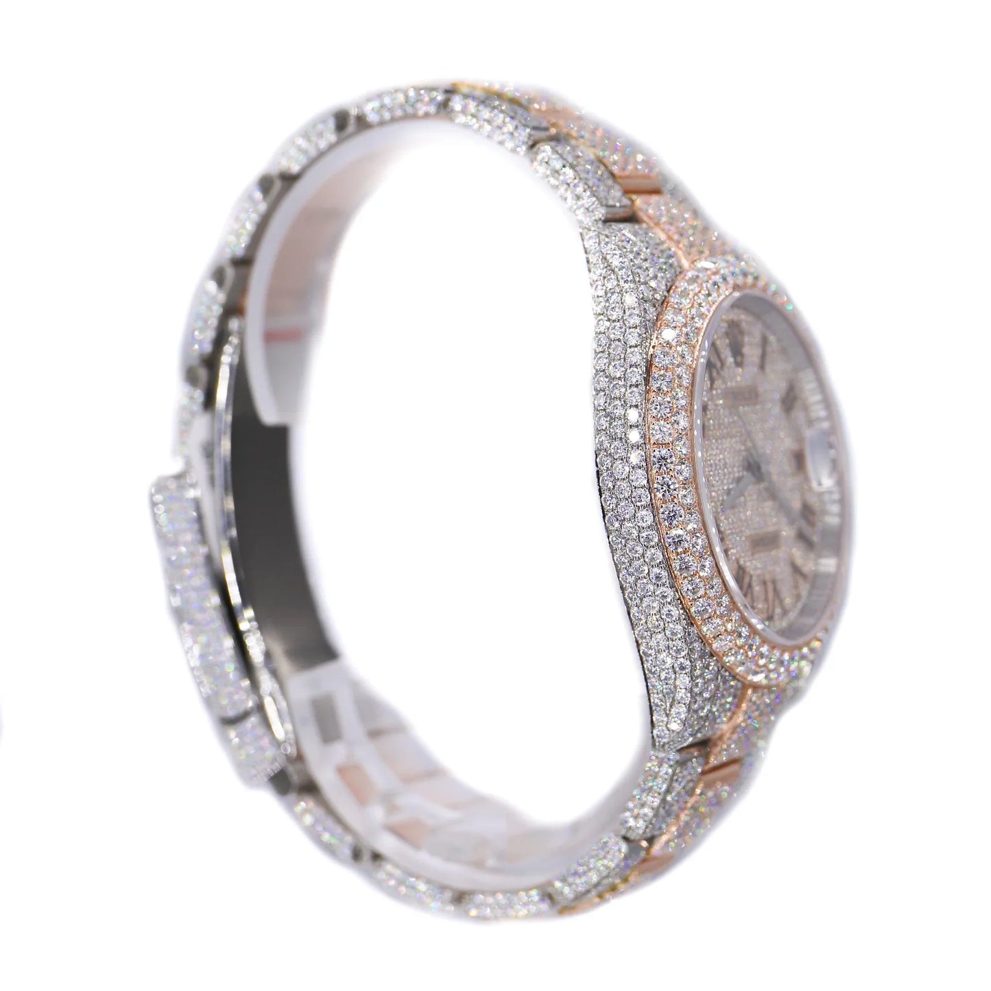 Fully moissanite Diamond Studded Men's Wrist Watch With Customized Pattern