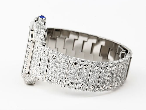 iced out Cartier Santos moissanite watch