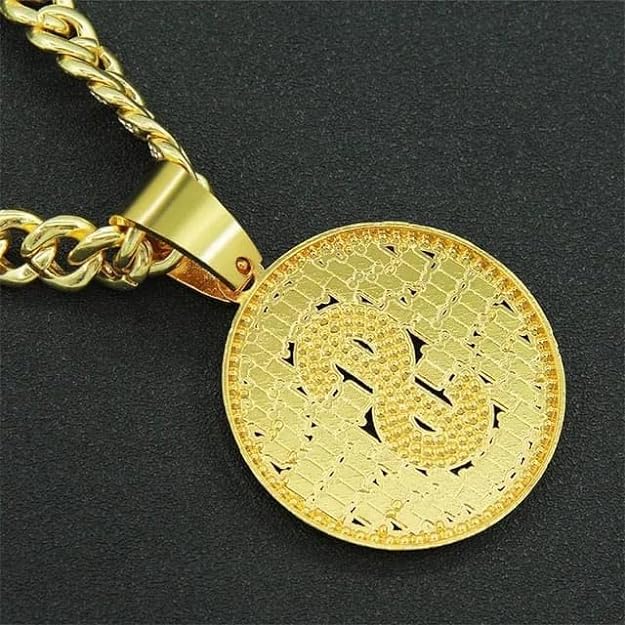 Mens Cuban Link Chain Necklace With Bling Dollar Miami Pendant Iced Out Hip Hop Jewellery
