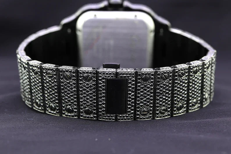 Fully moissanite Diamond Studded Men's Wrist Watch With Customized Pattern