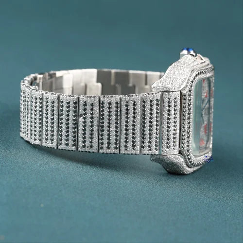 Fully moissanite Diamond Studded Men's Wrist Watch With Customized Pattern