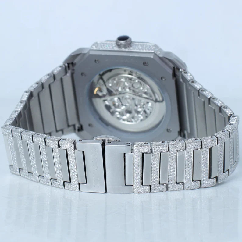 Fully moissanite Diamond Studded Men's Wrist Watch With Customized Pattern