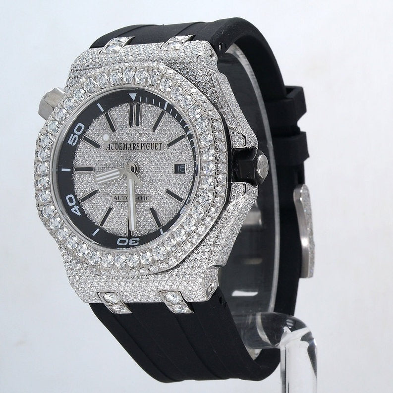 iced out Audemars Piguet Royal Oak Offshore Diver moissanite watch