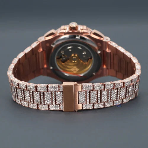 Fully moissanite Diamond Studded Men's Wrist Watch With Customized Pattern