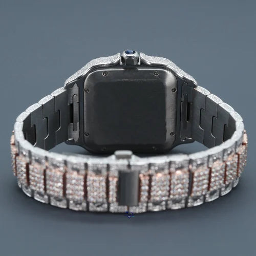 Fully moissanite Diamond Studded Men's Wrist Watch With Customized Pattern