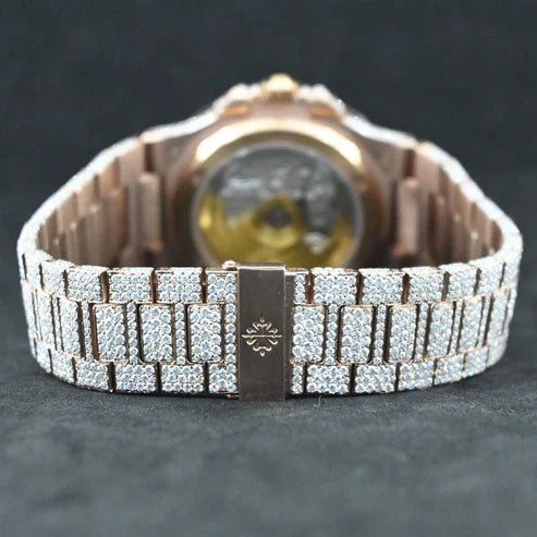Fully moissanite Diamond Studded Men's Wrist Watch With Customized Pattern