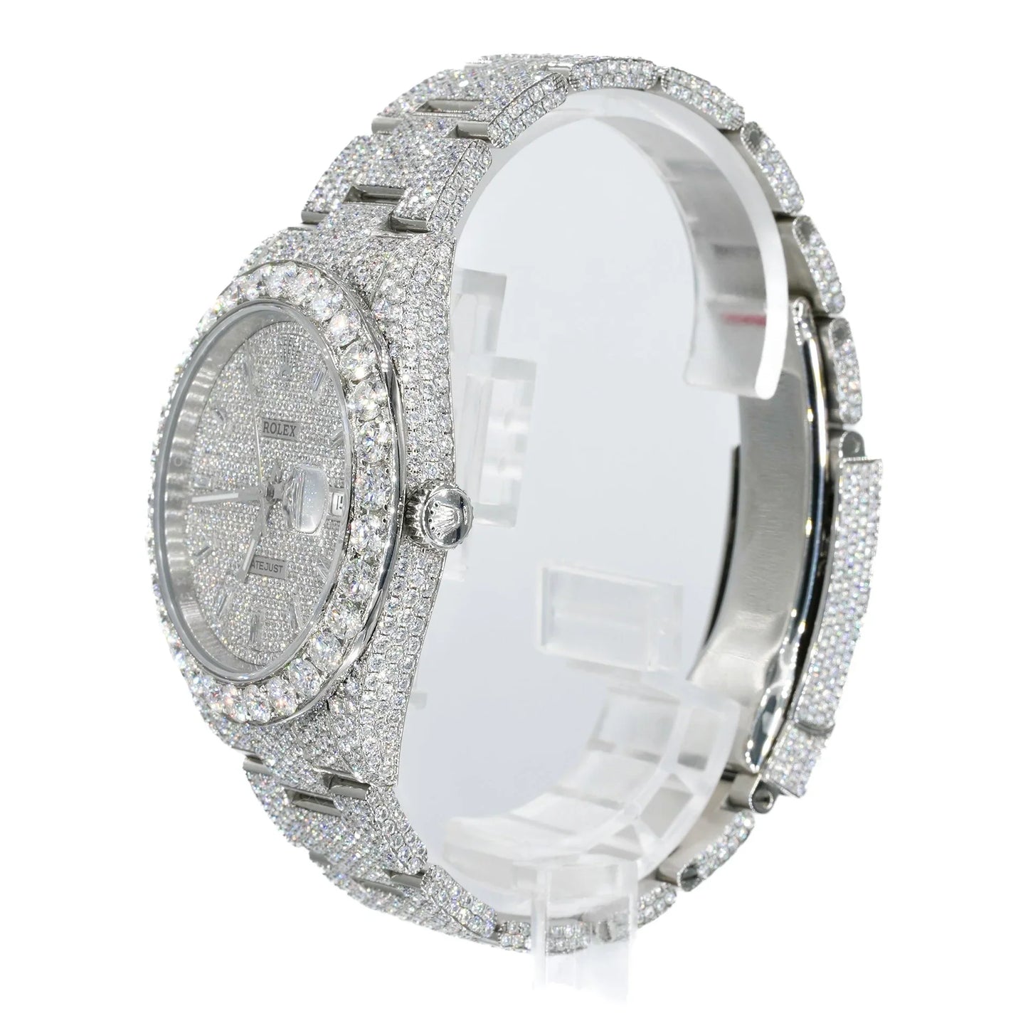 Fully moissanite Diamond Studded Men's Wrist Watch With Customized Pattern