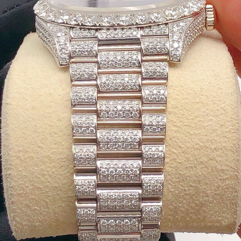 Rolex Day-Date Blue Dial fully iced out Moissanite Diamond Watch