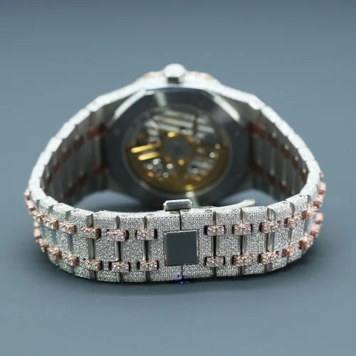 Fully moissanite Diamond Studded Men's Wrist Watch With Customized Pattern