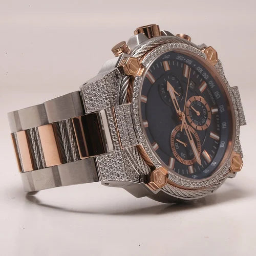 Fully moissanite Diamond Studded Men's Wrist Watch With Customized Pattern