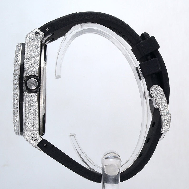 iced out AP Royal Oak Offshore Diver moissanite watch