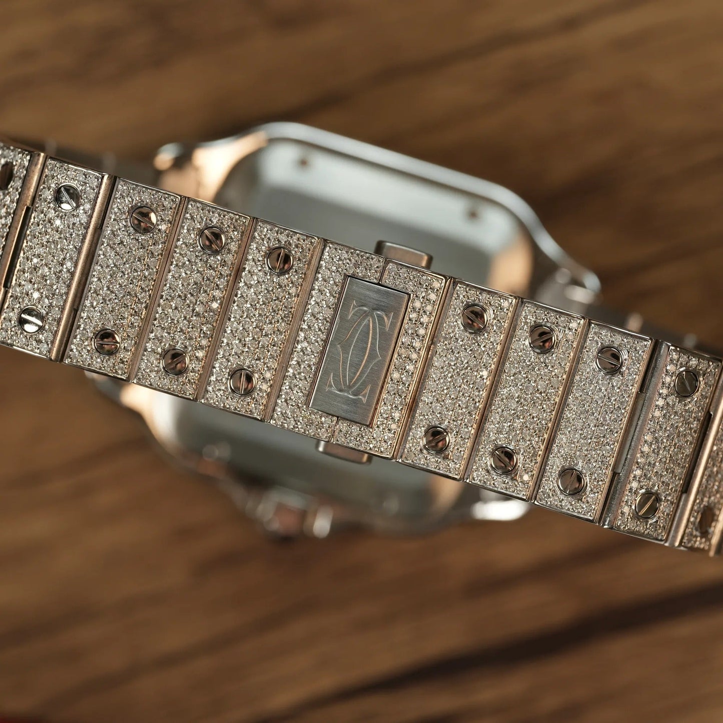 Cartier Santos fully iced out Moissanite Diamond Watch - Luxury Wristwatch