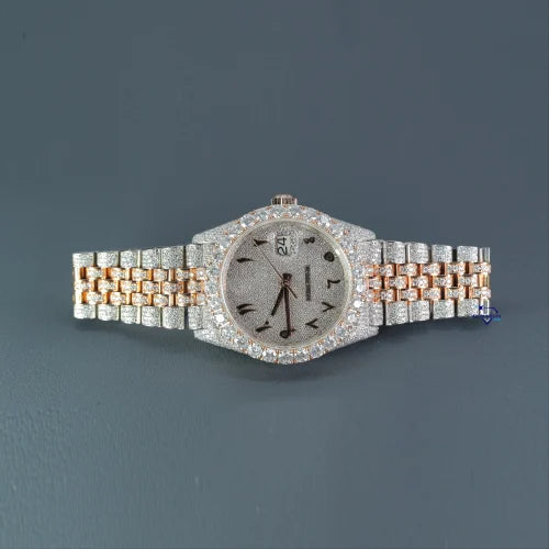 Fully moissanite Diamond Studded Men's Wrist Watch With Customized Pattern