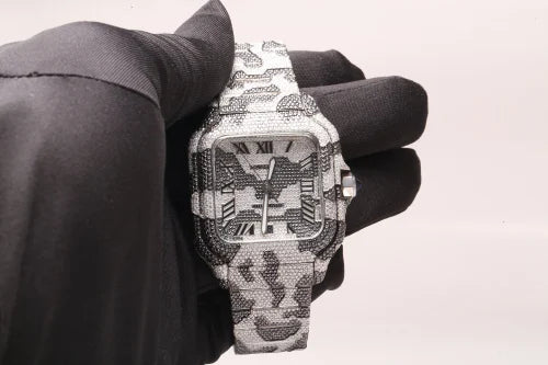 Fully moissanite Diamond Studded Men's Wrist Watch With Customized And Unique Pattern